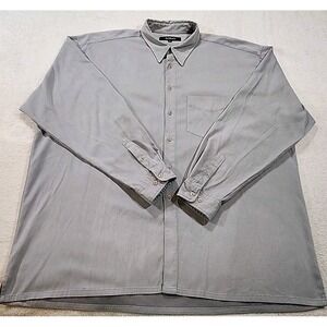 Men's Bachrach  Button Up Gray Xxl Shirt 100% Polyester ‎ Suede Long Sleeve